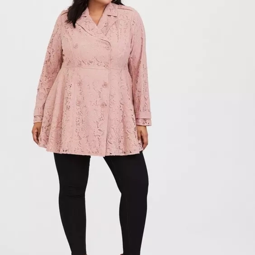 Torrid Pink Lace Pea Coat - Picture 2 of 16
